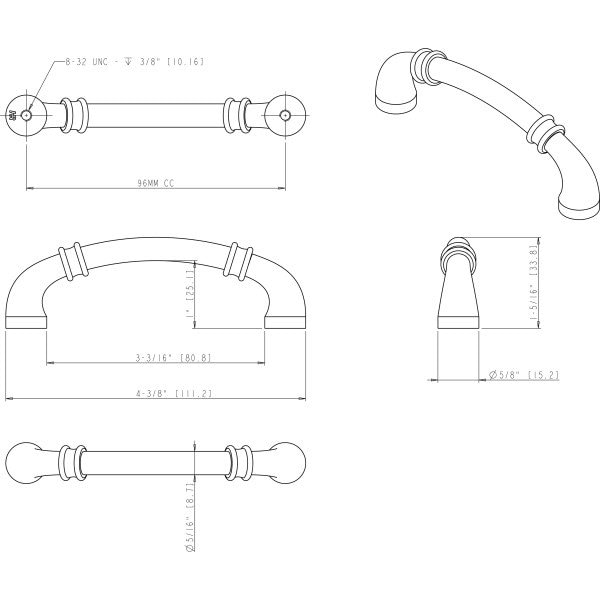 96 Mm Center-to-Center Satin Nickel Marie Cabinet Pull